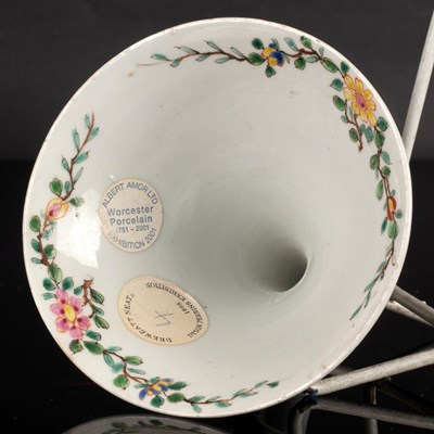 Lot 877 - A Worcester wine funnel, circa 1754, painted...