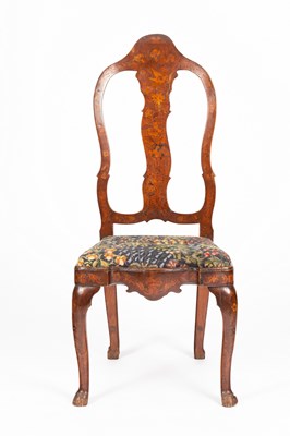 Lot 3 - An 18th Century Dutch marquetry high back...