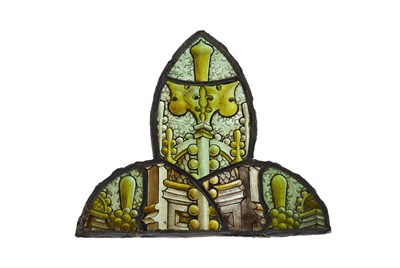 Lot 22 - Two leaded glass panels incorporating 19th...
