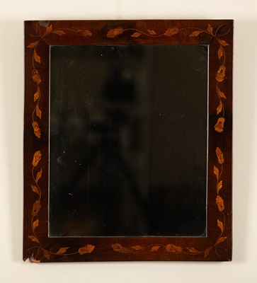 Lot 25 - A Dutch marquetry wall mirror inlaid flower...