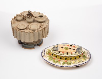 Lot 69 - A studio pottery salmon pâté dish signed...