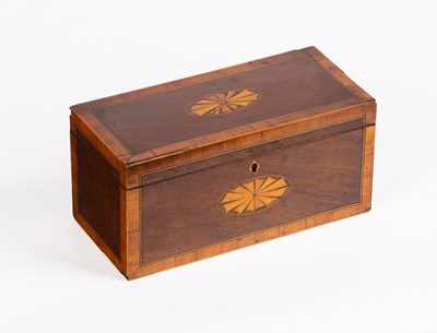 Lot 76 - A George III mahogany tea caddy, banded in...