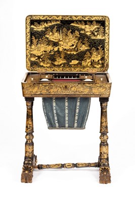Lot 82 - A fine Regency black and gold lacquer...