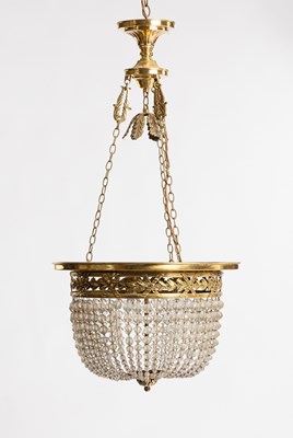 Lot 89 - An Edwardian pendant chandelier with leaf and...