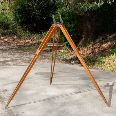 Lot 559 - A large wooden tripod for a Broadhurst,...