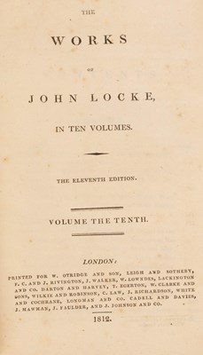 Lot 187 - Locke (J) Works of, 10 vols and 65 other...