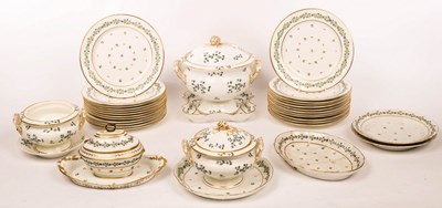 Lot 380 - A French porcelain part service decorated corn...