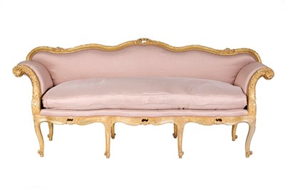 Lot 650 - A fine French carved gilt wood canape of Louis...
