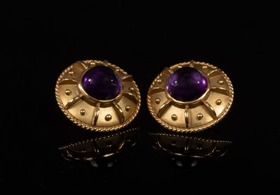 Lot 35 - Kiki McDonough, a pair of amethyst and 18ct...