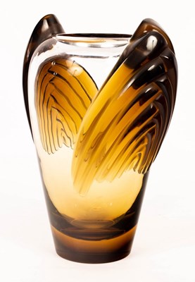 Lot 110 - Lalique, a Marrakech vase, in clear and amber...