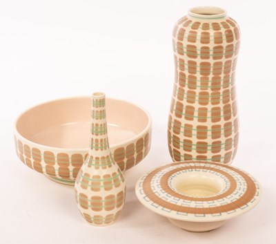 Lot 132 - Poole Pottery, a peanut vase, 26.5cm tall, a...