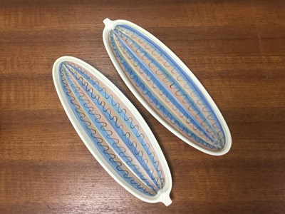 Lot 143 - Poole Pottery, a pair of freeform cucumber...