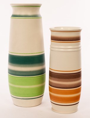 Lot 148 - Poole Pottery, two large vases, cylindrical...
