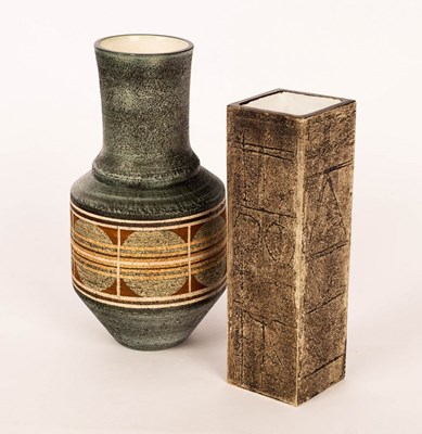 Lot 162 - Troika, a square section vase, monochrome with...