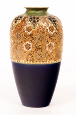 Lot 166 - A Royal Doulton stoneware vase with band of...