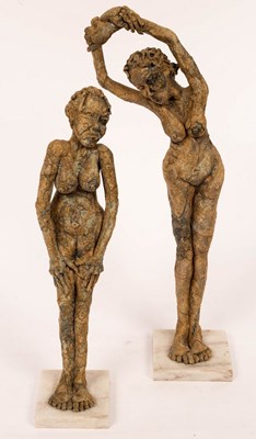 Lot 199 - Lisa Moore, two nude female figures in clay,...