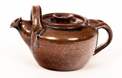 Lot 202 - Bryan Erasmus, a temoku glaze teapot, incised...