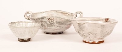 Lot 247 - Pat Fuller, three white glazed stoneware bowls,...