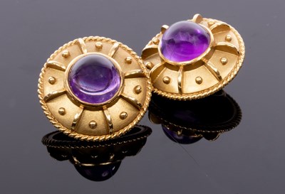 Lot 25 - Kiki McDonough, a pair of amethyst and 18ct...