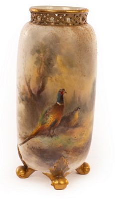 Lot 7 - A Royal Worcester vase with a reticulated...