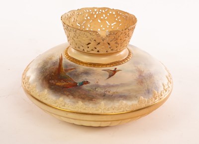 Lot 8 - A Royal Worcester squat cylindrical vase with...