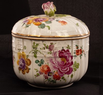 Lot 68 - A German porcelain bowl and cover, ozier...