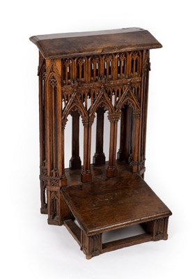 Lot 414 - A French Gothic prie Dieu, the book rest with...