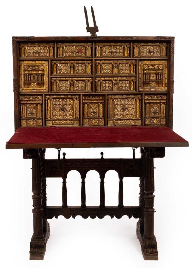 Lot 458 - A mid 17th Century Spanish walnut vargueno,...