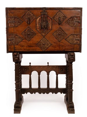 Lot 458 - A mid 17th Century Spanish walnut vargueno,...