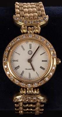 Lot 227 - An 18ct gold cased wristwatch, the dial with...