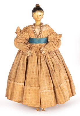 Lot 489 - A Grodnertal 18th Century painted wooden doll...