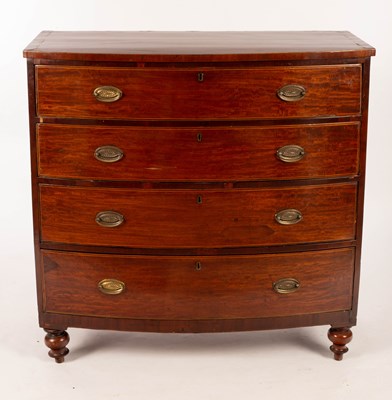 Lot 752 - A 19th Century mahogany bowfront chest of four...