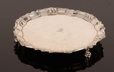 Lot 75 - A George II silver card waiter, Joseph Sanders,...