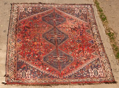 Lot 767 - A Shiraz carpet, South West Persia, the madder...