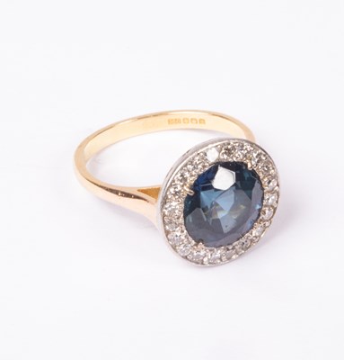 Lot 109 - An 18ct yellow gold Art Deco style sapphire and diamond circular cluster ring