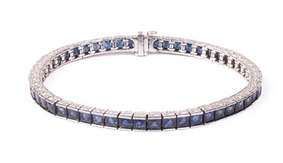 Lot 46 - A platinum and sapphire line bracelet
