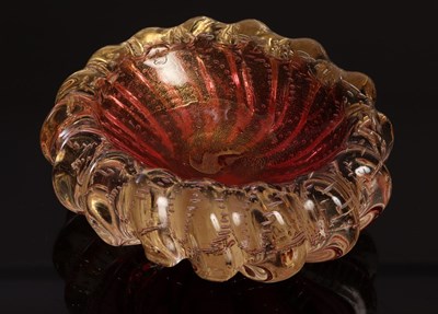 Lot 1 - A Murano striped glass bottle, 40cm high and a...