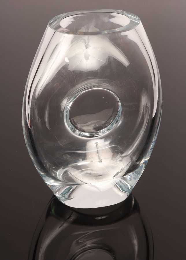 Lot 3 - Daum, a clear glass vase of oval form with...