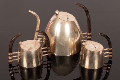 Lot 97 - An Indian silver three-piece tea set, Whorra...