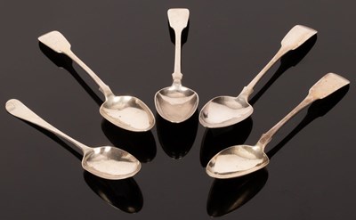 Lot 103 - A pair of George III fiddle pattern silver...