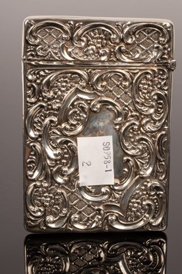 Lot 106 - An embossed silver visiting card case,...