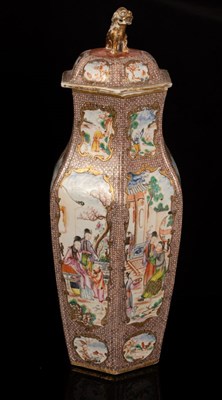 Lot 277 - A pair of Chinese export famille rose vases,...