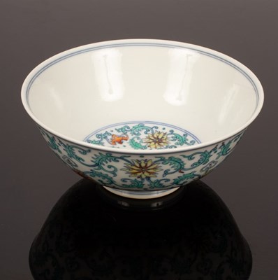 Lot 309 - A Chinese porcelain bowl, Doucai, 20th Century,...