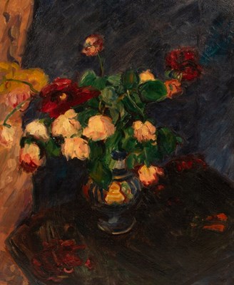 Lot 3 - Sir Matthew Smith (1879-1959)/Roses in a Blue...