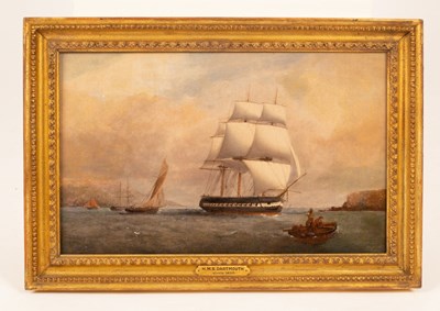Lot 47 - English School, circa 1830/HMS Dartmouth/oil...