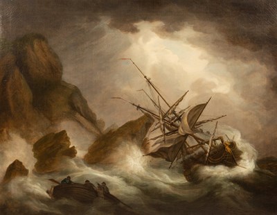 Lot 59 - Circle of Nicholas Pocock/A Shipwreck/with...