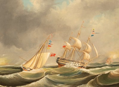 Lot 61 - English School, 19th Century/Men O' War/in a...