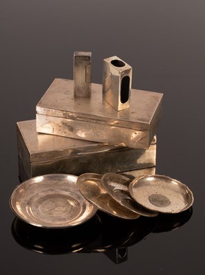 Lot 95 - A silver cigarette box, marks rubbed, the...