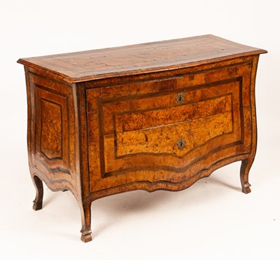 Lot 679 - An 18th Century Italian burr oak and elm bombé...