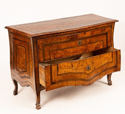 Lot 679 - An 18th Century Italian burr oak and elm bombé...